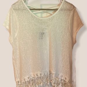 Rue 21 Blouse White With Fringe XL